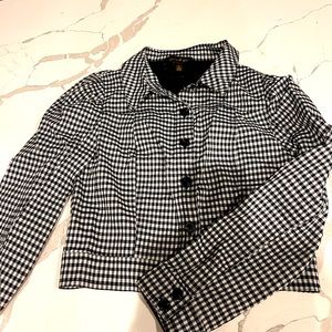 💎Anthropology black checkered jacket . Bundle 5 blue diamond items for $25